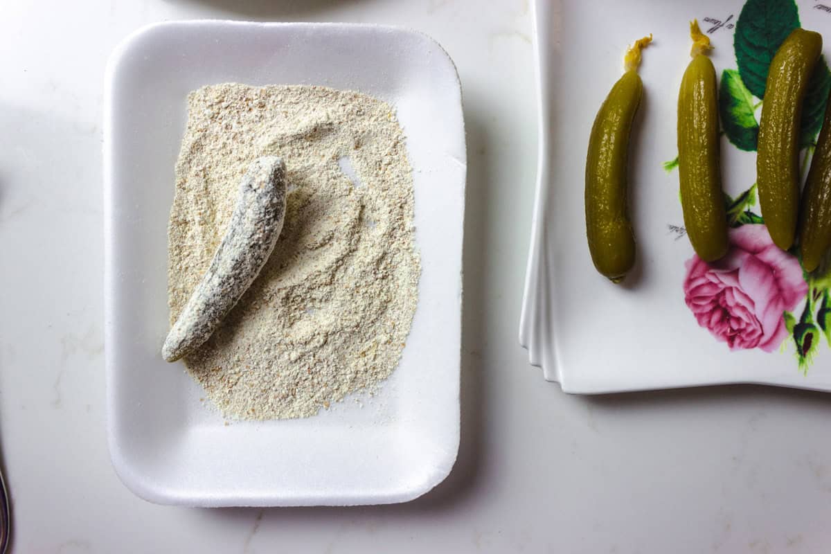 coating pickles in gluten free flour 