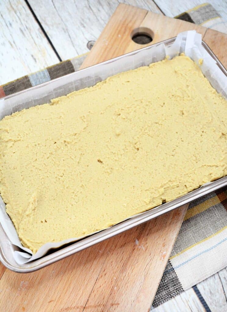 churros dessert bar mixture in a sheet pan