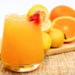 passion guava orange juice in a glass