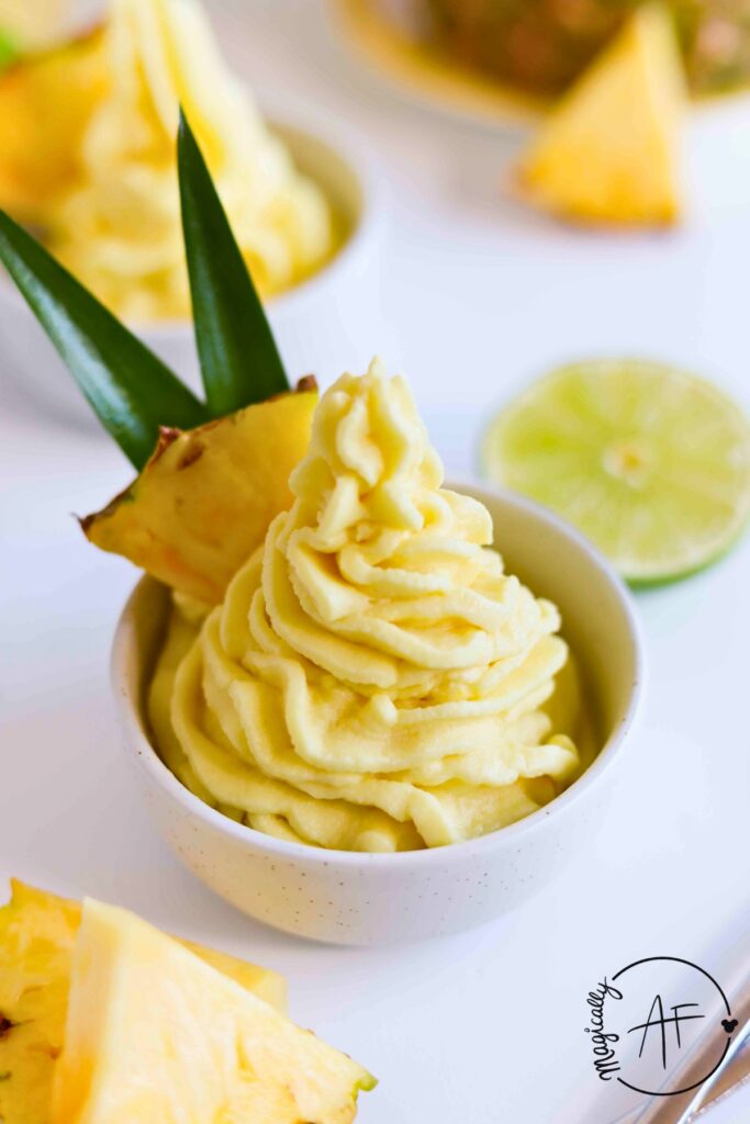 dole whip swirl in a white bowl