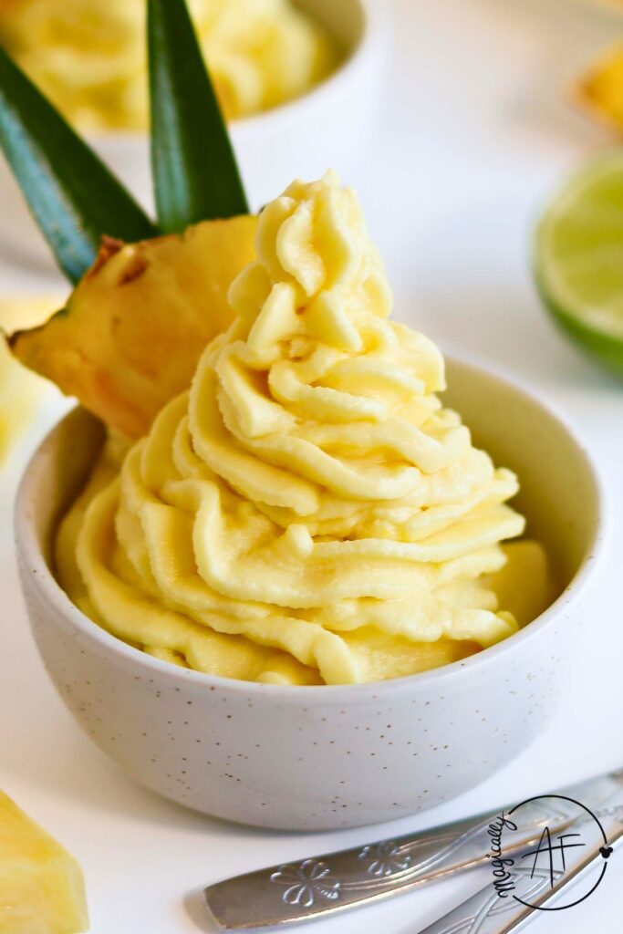 close up of disney pineapple dole whip 