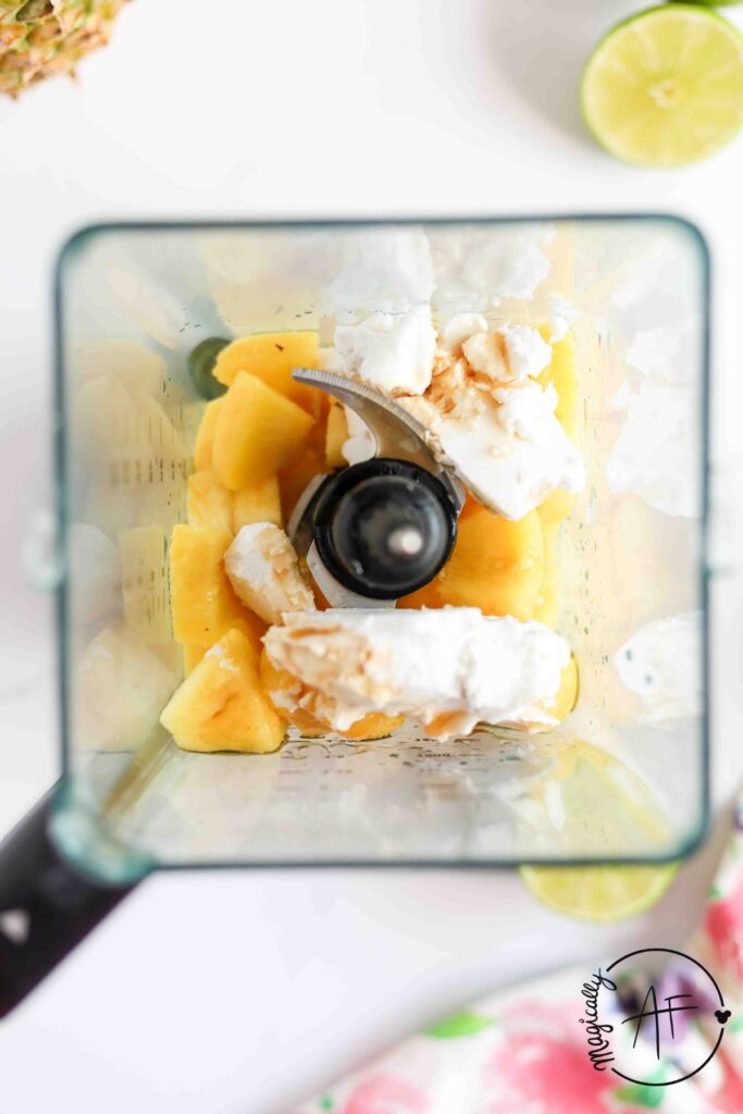 adding dole whip ingredients to Vitamix blender 